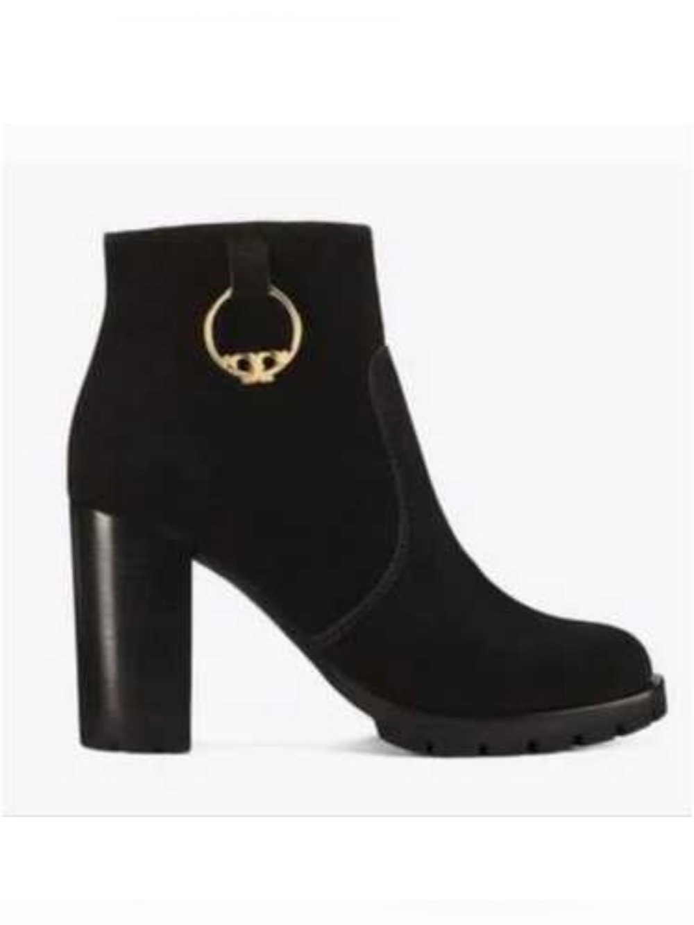 Tory Burch Sofia 85mm Lug Sole Bootie In Black Suede Size 9 NWOB - Picture 2 of 12